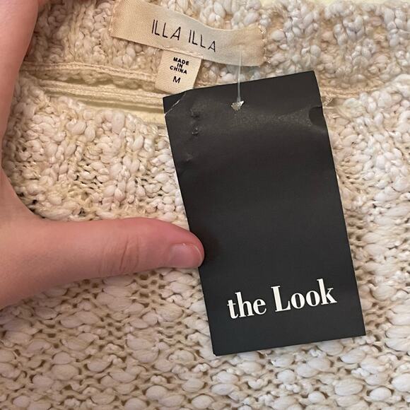 NWT Illa Illa M off-white long sleeve pullover sweater knit sheer lace cabincore - Picture 4 of 7